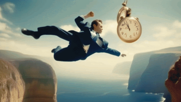 Suit-Clad Man in Endless Freefall